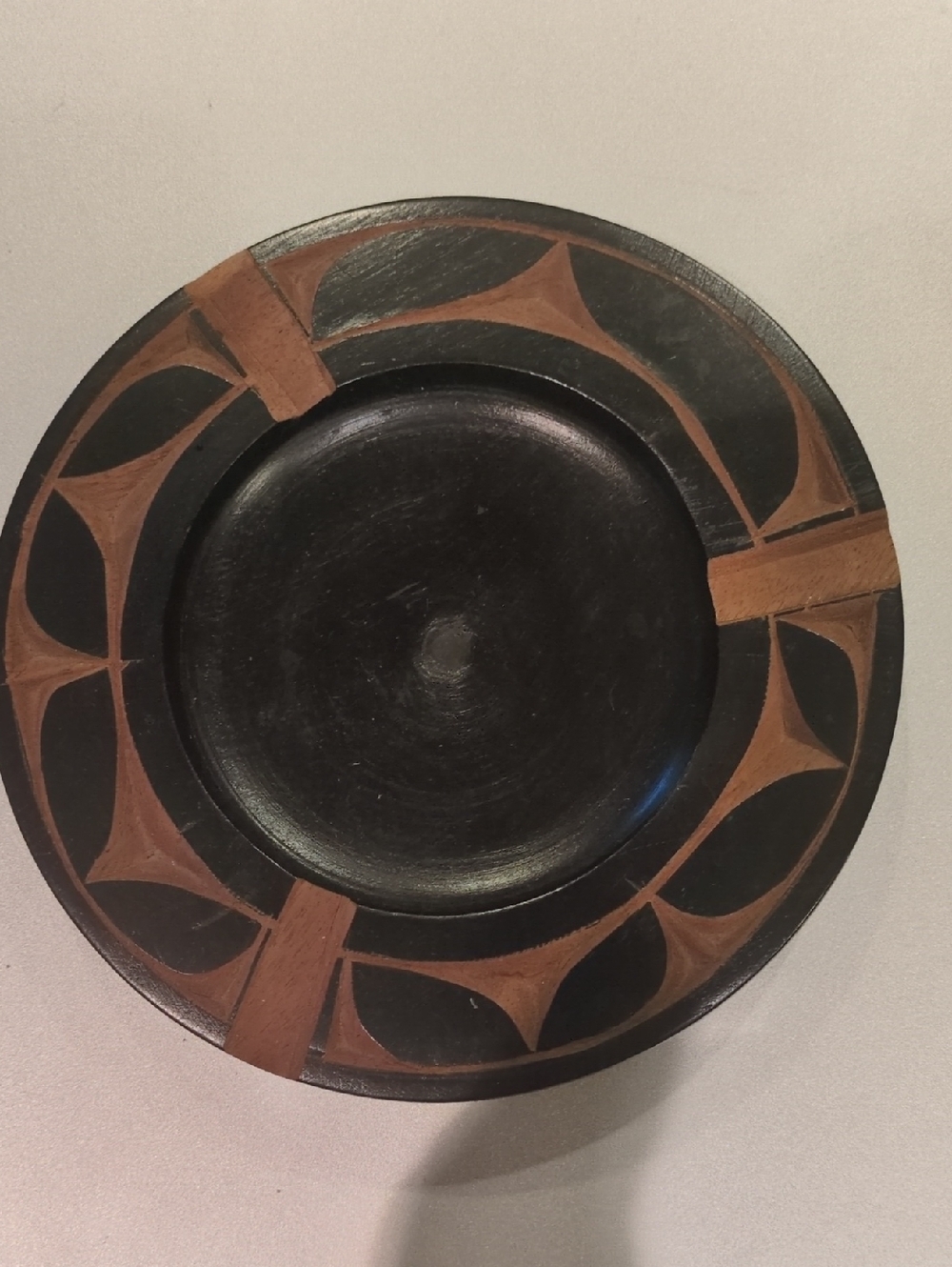 Handcrafted from Haiti Black and Brown Decorative Wood ashtray